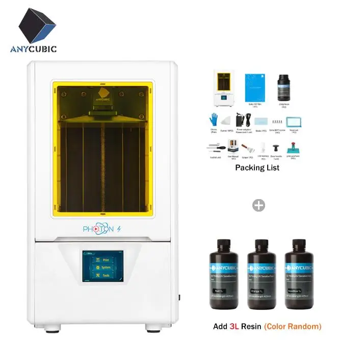 ANYCUBIC 3d принтер фотон-с новейший lcd 405nm УФ Смола 2,8 дюймов цветной TFT экран ЖК-экран Быстрый срез 3d принтер DIY комплект - Цвет: PhotonSAdd3L