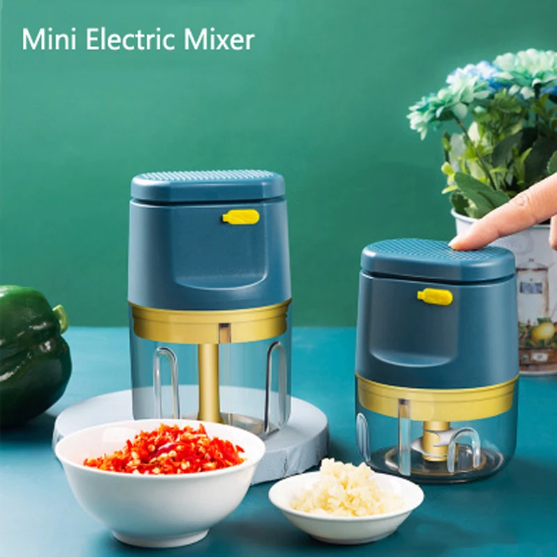 Mini picadora de carne eléctrica recargable para el hogar, cortador de verduras de cocina, trituradora de ajo, máquina de cocina tipo empuje