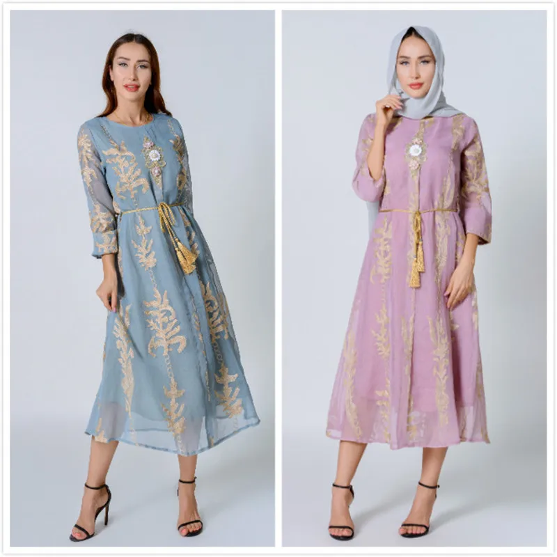 Женское мусульманское платье на Ближний Восток, Арабская и мусульманская абайя, женское платье Рамадан, модный новый продукт, кружевные пла...