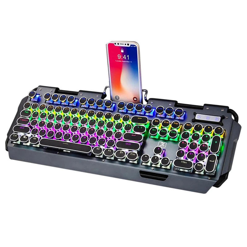 Игровая клавиатура с подсветкой механическая в стиле ретро панк Проводная