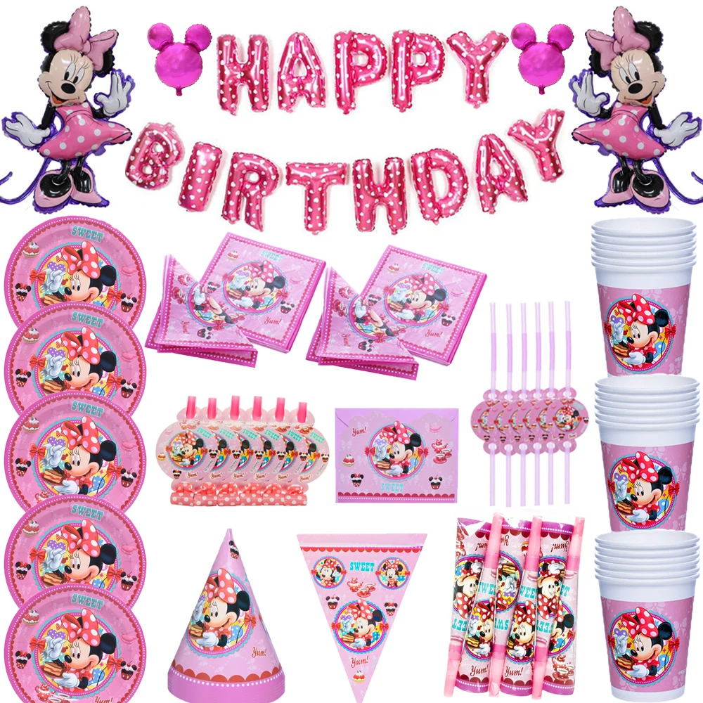 Disney тема Минни Мауса красивые одноразовые День рождения украшения для детей