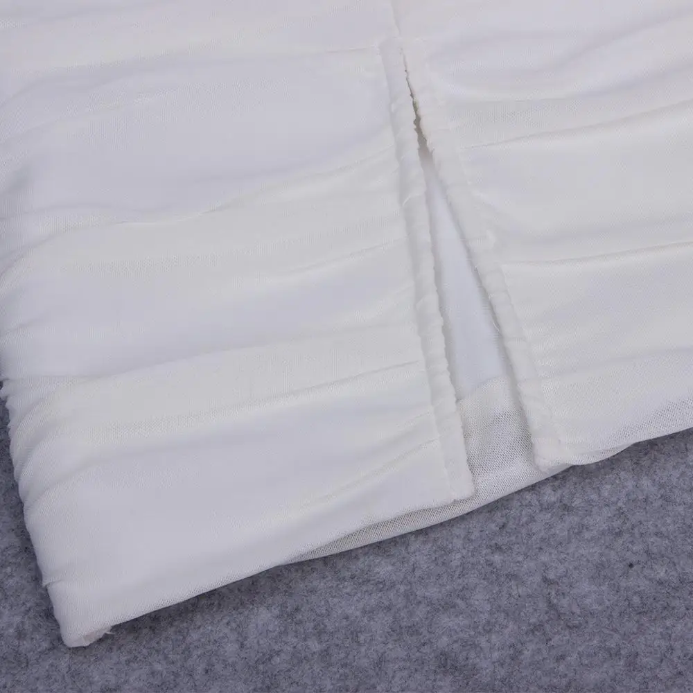 

BEAUKEY High Quality Bandage Lining Long Bodycon Dresses Women V Neck Spaghetti White Dress