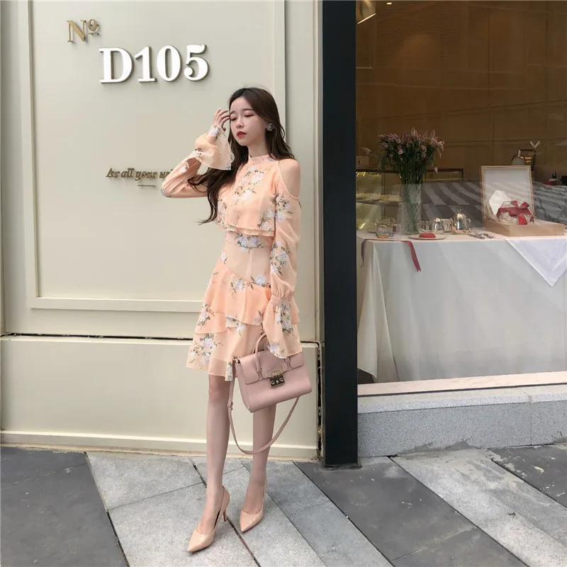 Женская одежда летние милые платья трапеции Ulzzang с цветочным принтом воротником