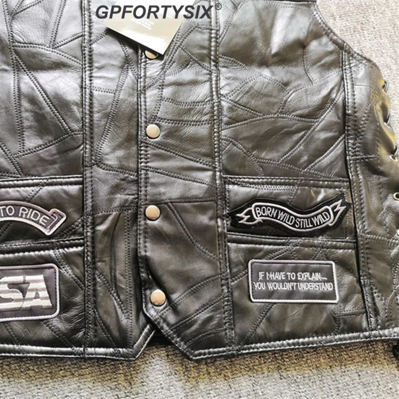 Осенне зимний жилет в байкерском стиле кожаный мужской Новые Лос Анджелеса