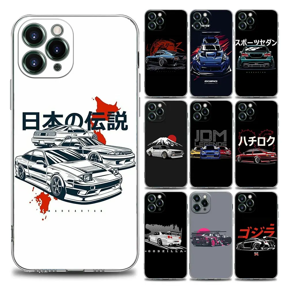 

Sports Car JDM Drift Clear Phone Case for iPhone 11 12 13 Pro Max 7 8 SE XR XS Max 5 5s 6 6s Plus Soft Silicon