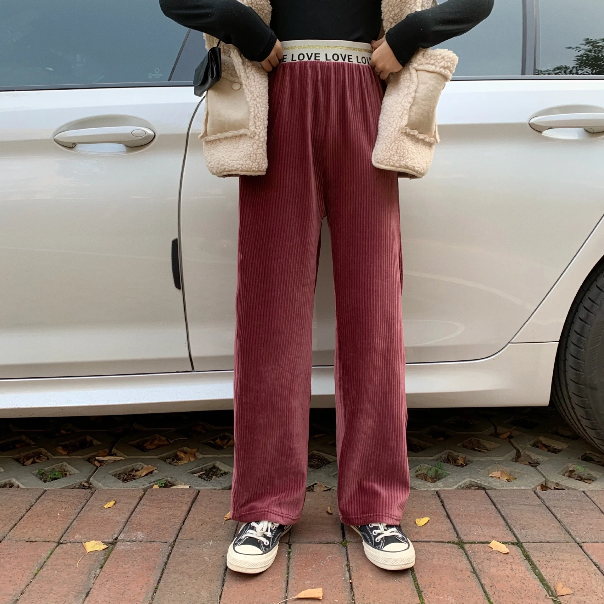 Женские велюровые брюки с широкими штанинами свободные длиной до щиколотки