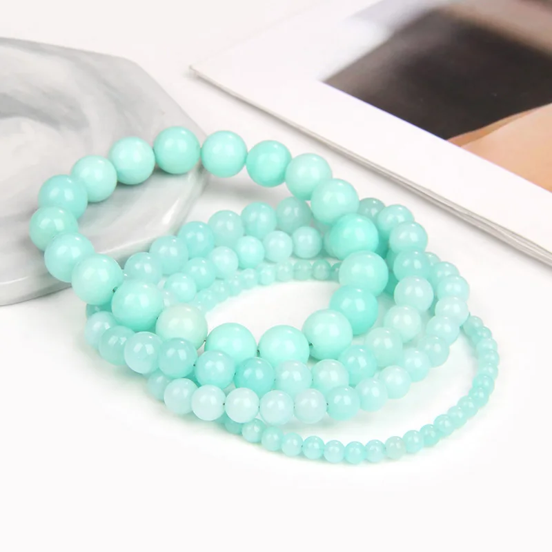 

Blue Amazonite Stone Beaded Bracelets Women Men Jewelry Gem Stones Bracelet Lucky Yoga Meditation Reiki Gift Bracelets Wholesale