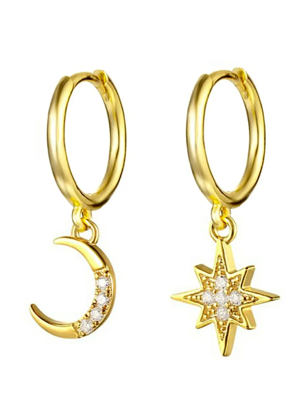

Moon Star Crescent Earrings Minimalist Stackable Hoops Earrings For Women Simple Party Wear Jewelry Gift