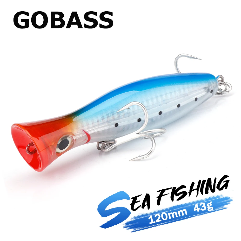 

GOBASS Popper For Sea Bass Fishing Lures 120mm 43g Topwater Big Baits Crankbait Fishing Tackle Wobblers For Trolling Pike Lure
