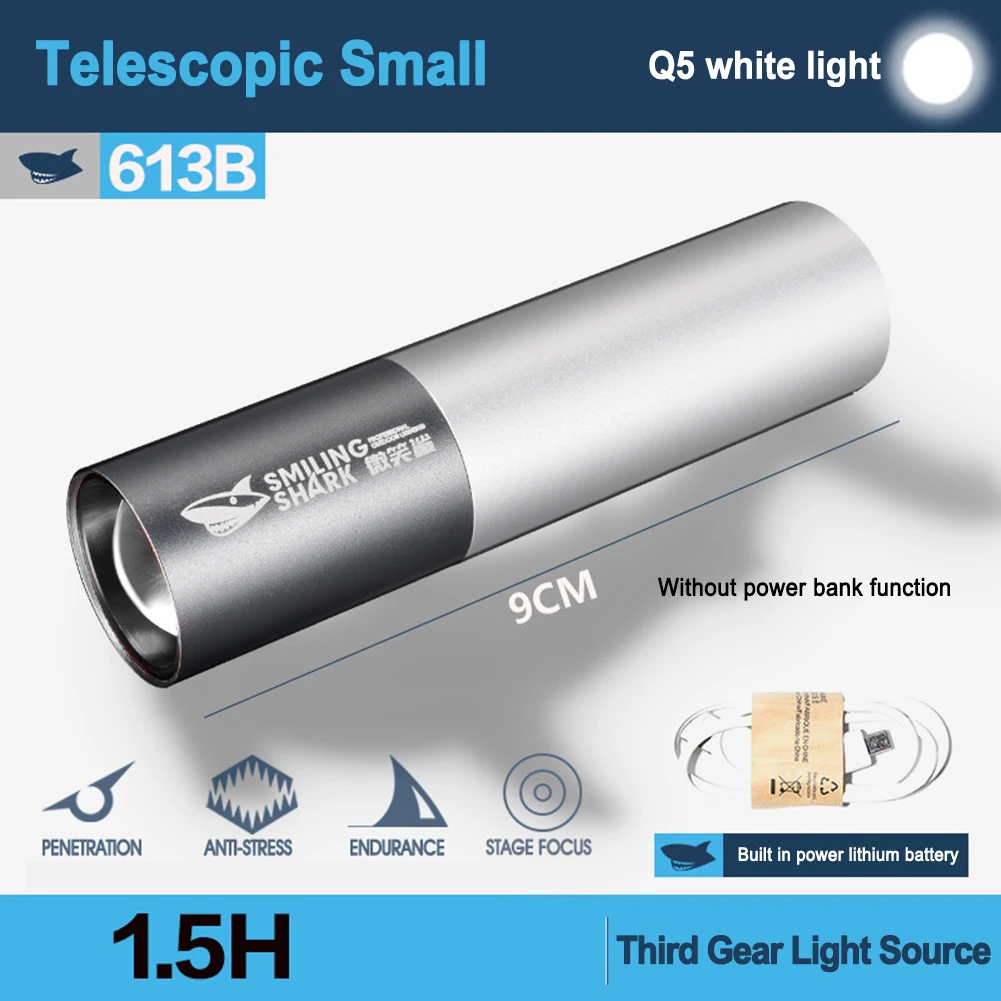 

Фонафонарь Q5 светодиодный Аккумуляторный с зарядкой от USB, 3 режима