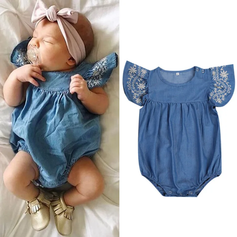 

PUDCOCO Newborn Baby Girl Kid Denim Romper Jumpsuit Bodysuit Outfit Sunsuit Clothes 0-24M