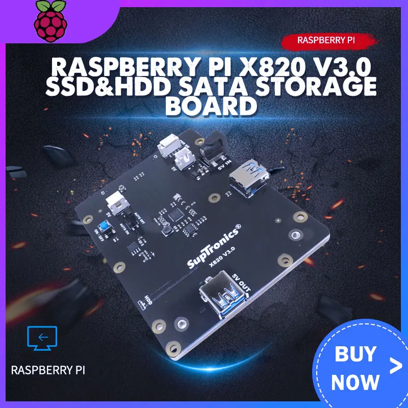 Raspberry Pi X820 V3.0 SSD и HDD SATA плата для хранения подходящий металлический чехол/корпус +