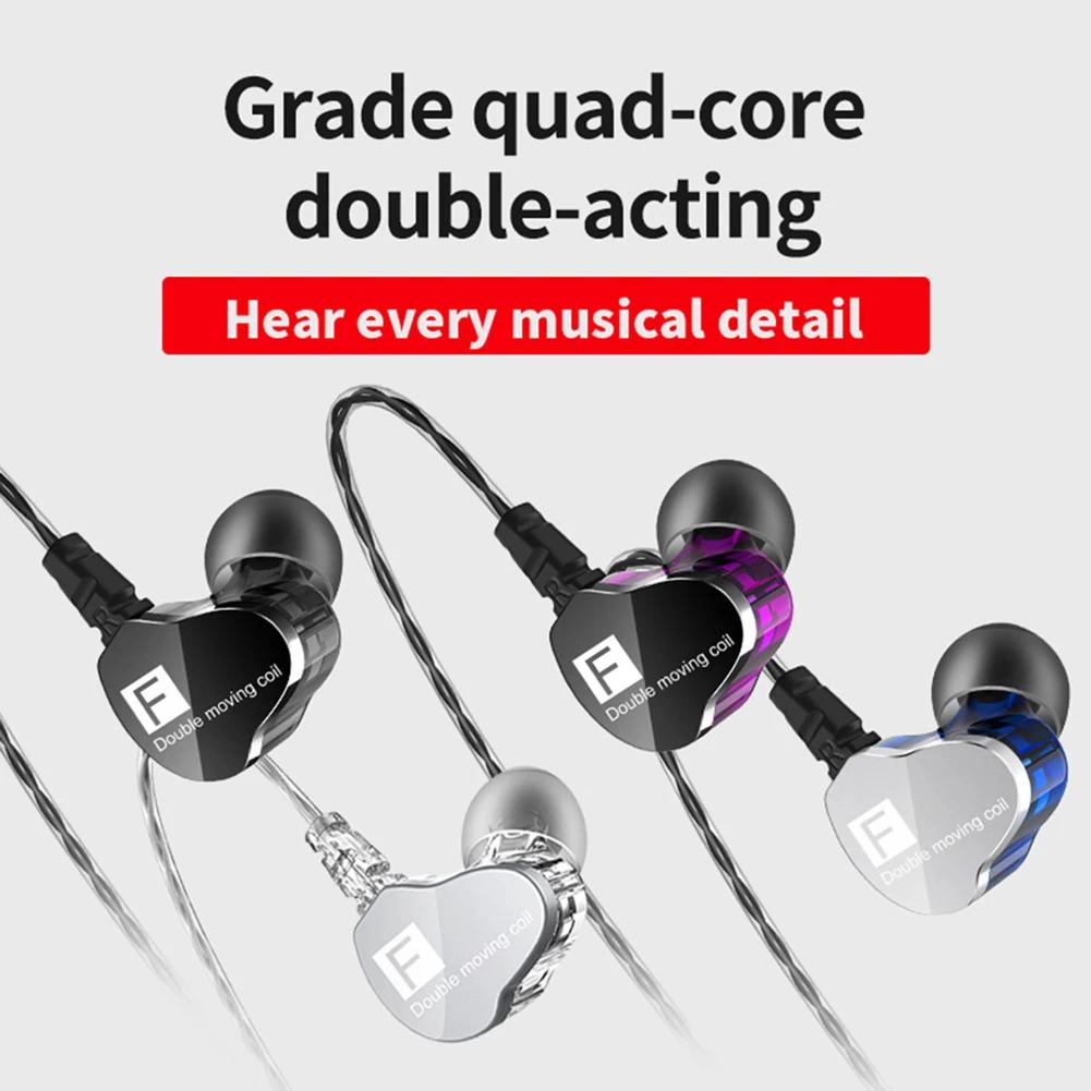QKZ CK9 Subwoofer Dual Dynamic Quad-core In-Ear Headphone Hanger HiFi Call Headset Wired Sports with Microphone | Электроника