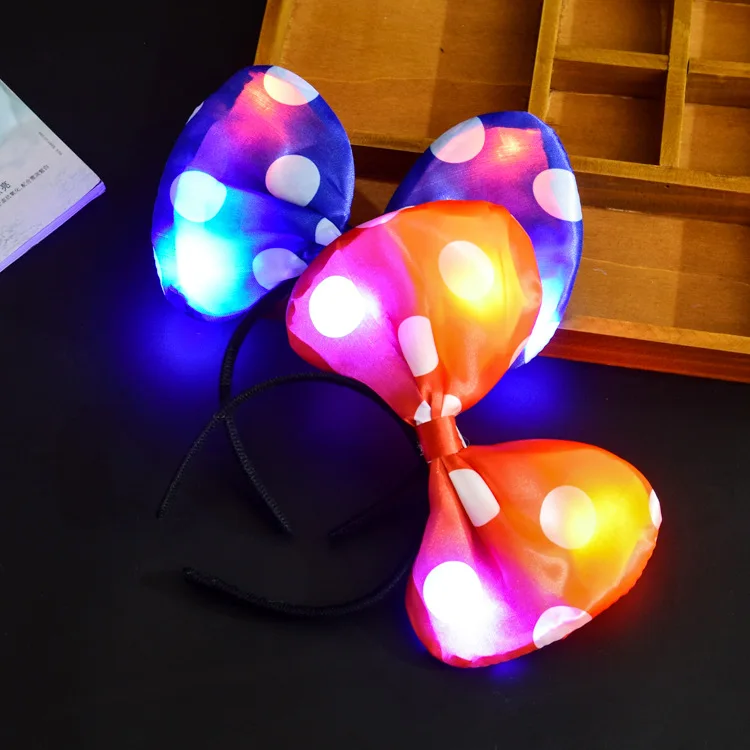 Светящаяся повязка для волос с ушками Минни Микки кошачьими аксессуары бантом