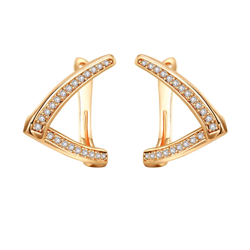 gold MAIKALE серьги-гвоздики с геометрическим орнаментом, серьги с фианитом AAA, женские серьги с цирконием, новые модные ювелирные изделия - Окраска металла: gold