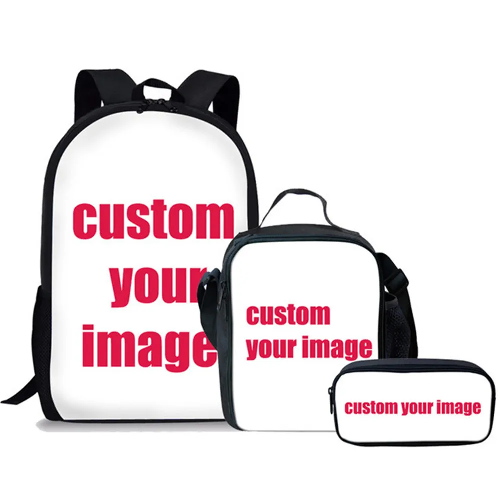 

WHEREISART 3Pcs/Set Children Customized Large Bookbag Cartoon Printed Shoulder School Bag for Teenage Girl Boys Design Backpack