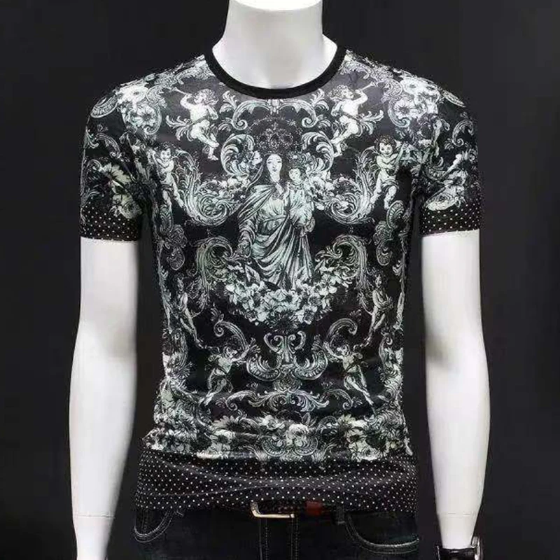 

Мужская летняя футболка с коротким рукавом и круглым вырезом, большого размера