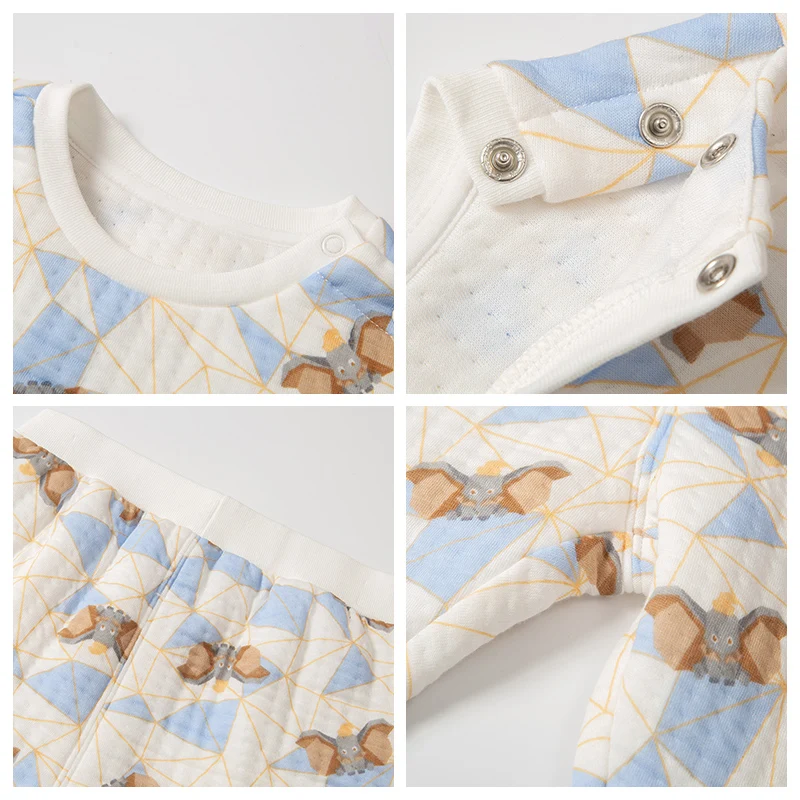 Minibalabala Children home clothes boys and girls baby underwear set 2019 autumn new small flying elephant pattern | Детская одежда и