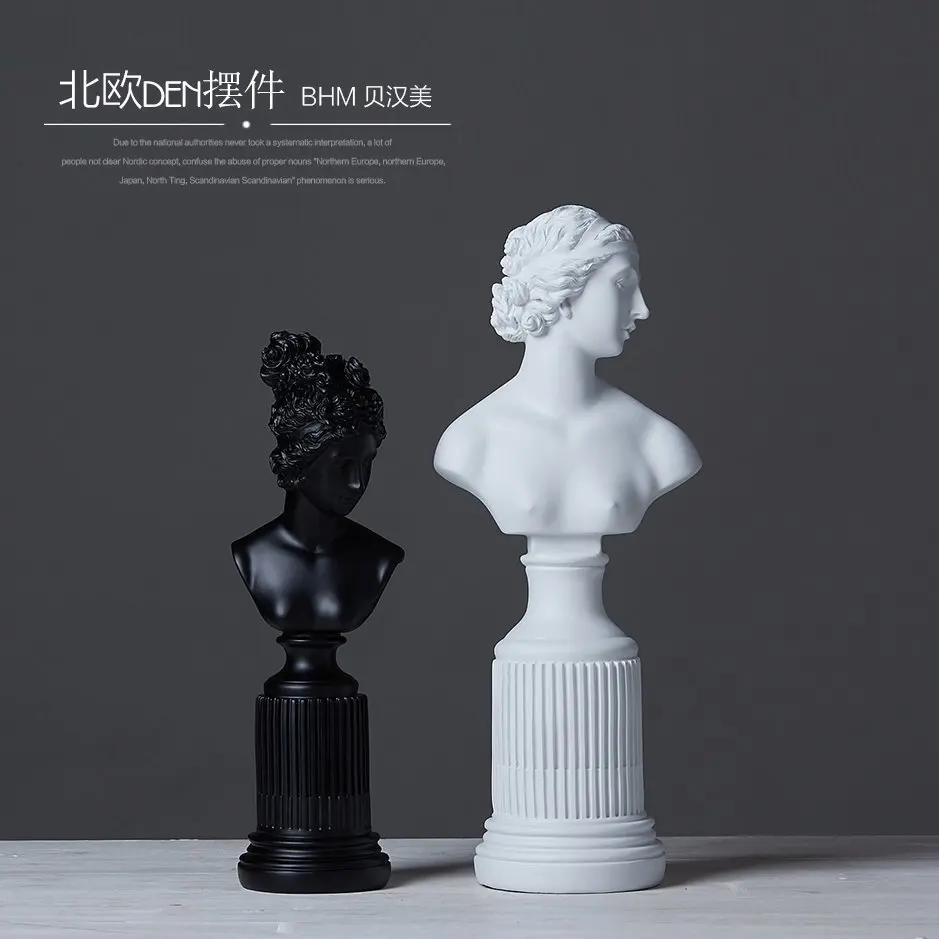 

BLACK WHITE NORDIC RESIN GIRLS FIGURINE VINTAGE STATUE HOME DECOR CRAFTS ROOM DECORATION OBJECTS ORNAMENT RESIN LADY FIGURINES