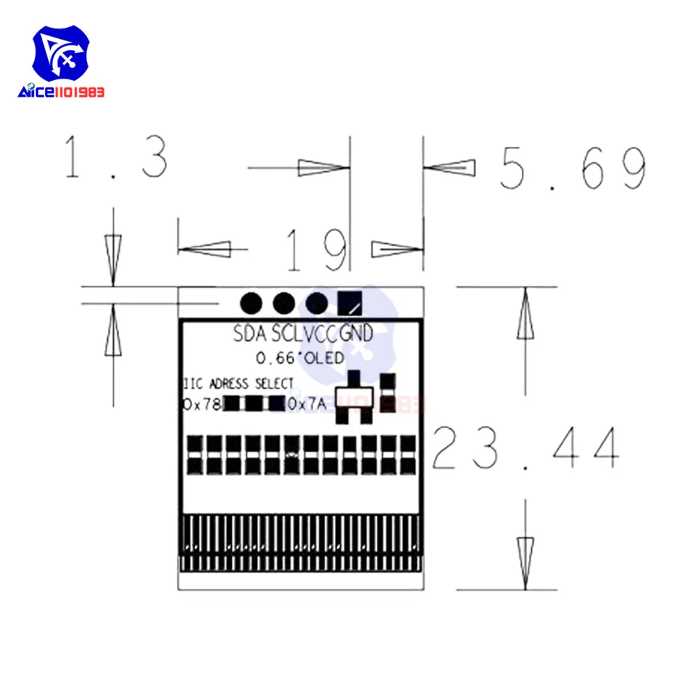0 66 дюймовый OLED ЖК-дисплей diymore 6448 модуль 64x48 4-контактный интерфейс IIC / 7Pin I2C SPI для