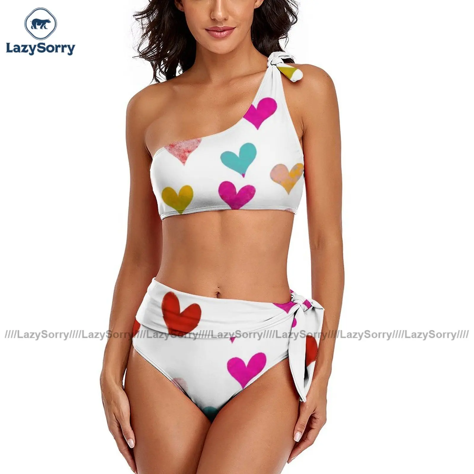 

Heart Bikini Swimsuit Tie Side New Two Piece Swimwear Young Full Beach Bathing Suit