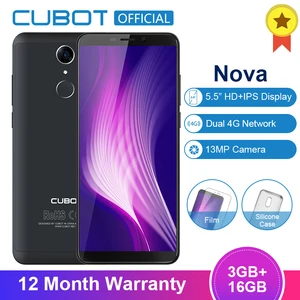 Оригинальный Cubot Nova Android 8,1 18:9, полный экран, 3 ГБ, 16 ГБ, 5,5 дюймов, MT6739, четырехъядерный смартфон, 2800 мАч, двойной, 4G, две sim-карты