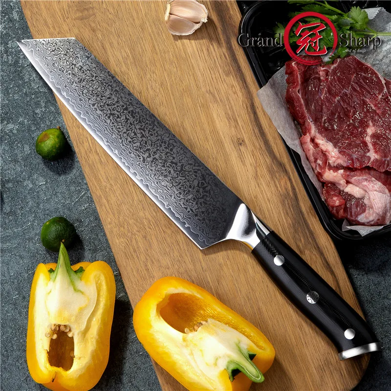 GRANDSHARP Дамасские кухонные ножи Kiritsuke Gyuto поварской нож 67 слоев японский дамасский vg10 высокий нож из углеродистой стали