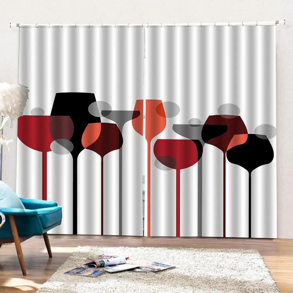 Curtain Goblet Cheap-Curtain-Fabrics 3D Digital Print Blackout Curtains For Living Room Bedroom Drapes Decor | Дом и сад