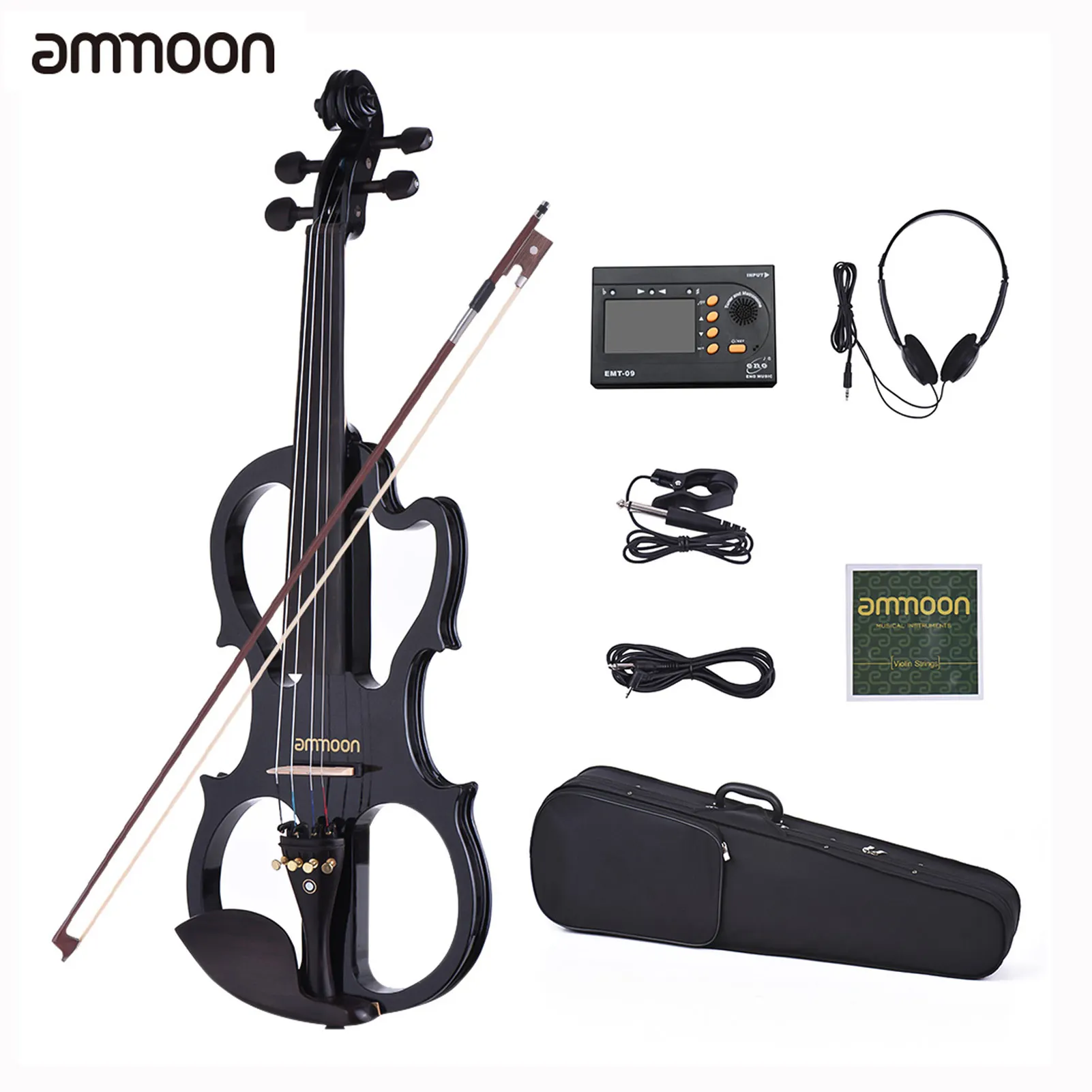 Ammoon VE 201 скрипки полный Размеры 4/4 твердая древесина Тихая электрическая скрипка