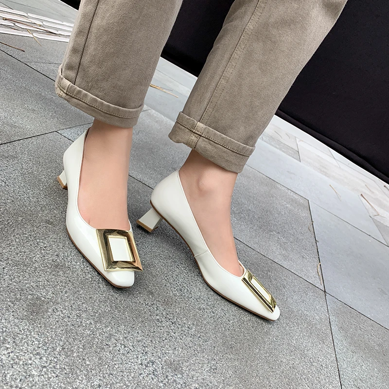 ZVQ Women Four seasons Fashion Leisure working Shoes New Style Square Toe Concise Comfortable ventilation Metal decoration