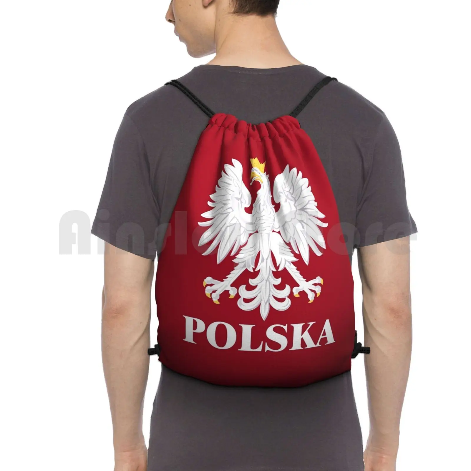 

Polska 3 Backpack Drawstring Bag Riding Climbing Gym Bag Polska Polska Flaga Flaga Polski Czerwony Bia  Y Polska Herbu