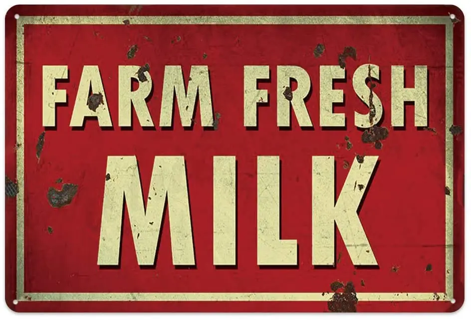

Original Vintage Design Tin Metal Signs Wall Art | Farm Fresh Milk | Thick Tinplate Print Poster Wall Decoration