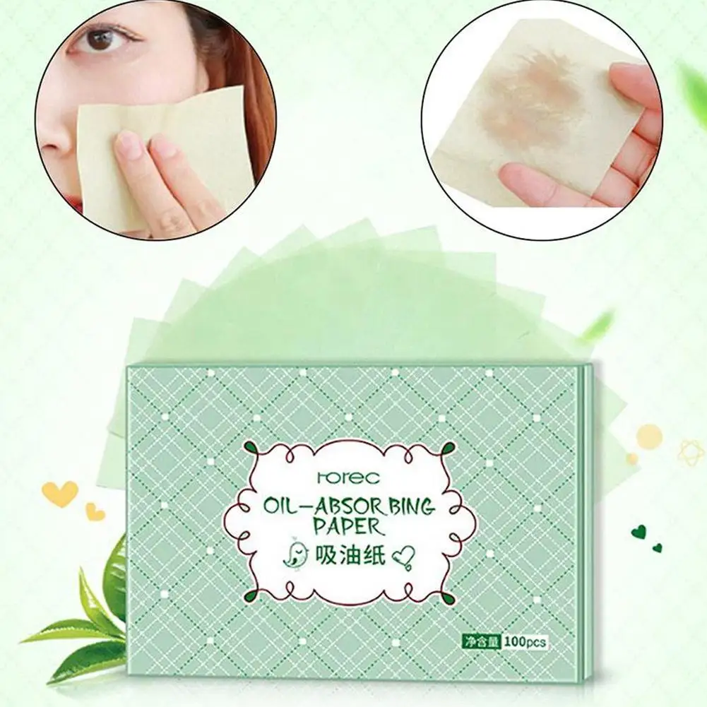 

100pcs Face Oil Blotting Paper Green Tea Matting Face Wipes Face Cleanser Oil Control Tissue Papers Skin Care Cleaning Tools