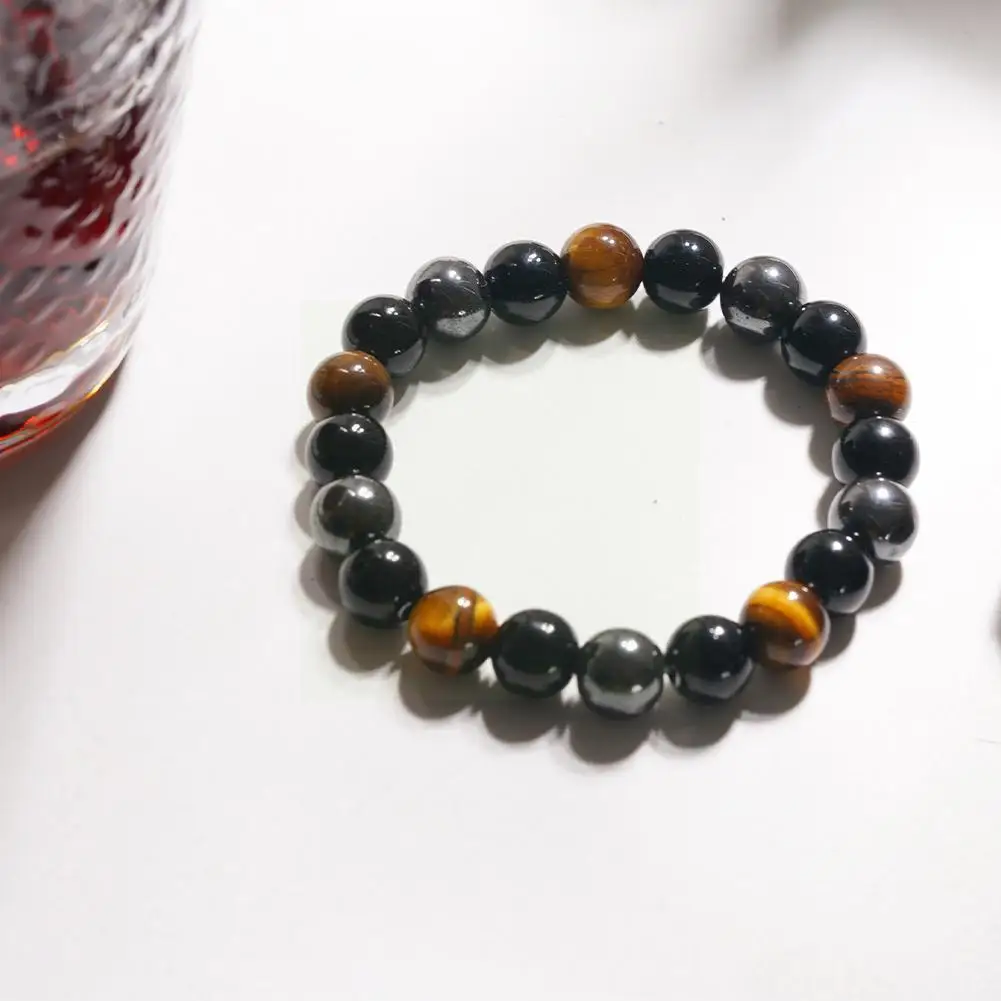 

Fashion Natural Stone Bracelet Tiger Eye Triple Bracelet Obsidian And Black Hematite C6b3