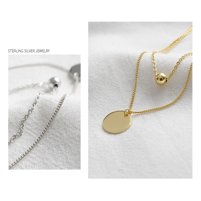 Женская двухслойная Подвеска из серебра 100% пробы с бусинами | Украшения и