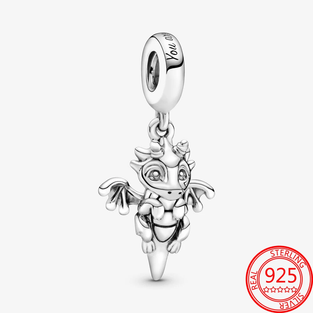 100% 925 стерлингового серебра летающие зверей единорогов Бусы очаровательные