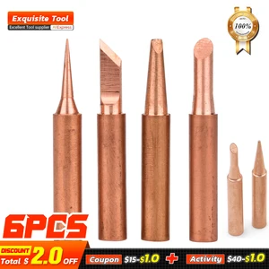 Набор нагревательных жал для паяльника из чистой меди, 6 шт., электрическая сварочная головка, железный наконечник м, 900 м, паяльная станция, инструмент