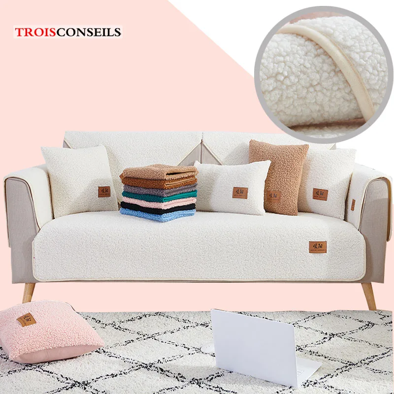 

Winter Thicken Wool Sofa Covers Nordic Plush Non-slip Sofa Cover Towel Cover for Living Room Furniture Protector Home Decor