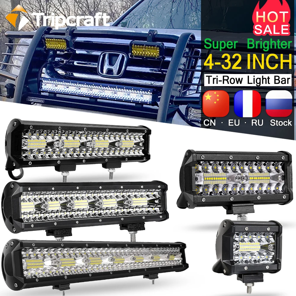 Tripcraft 3 ряда 8D 12 'ཐ'' светодиодный светильник бар 420 Вт В 24 в 4 ''