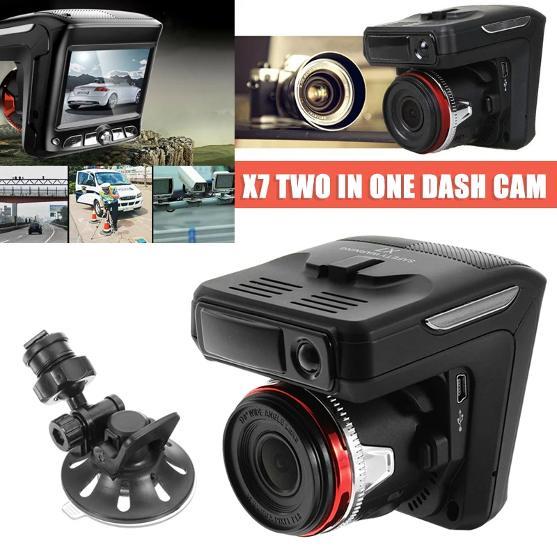 

2-in-1 HD 1080P Car Dash Cam DVR Video Recorder Radar Laser Speed Detector Parking Assistance Rearview Mirror Tachograph Reverse