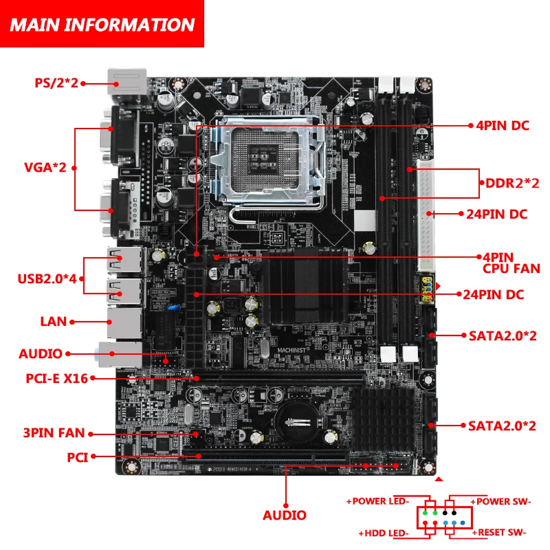 MACHINIST G31 материнская плата Socket LGA 775 771 Поддержка процессора Intel Core 2 и оперативной