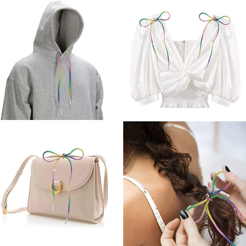 1 Paar glitzernde Schnürsenkel mit Strasssteinen, Diamant-Schnürsenkel, glänzende runde Schnürsenkel für Sneaker und Hoodies – Detail 5