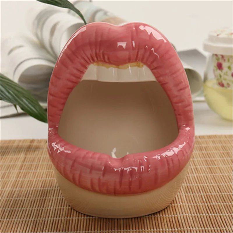 

Cute Cartoon Ashtray Lips Ceramic Ashtray Creative Flower Pot Fashion Mouth Fashion Household Mini Gift For Boyfriend