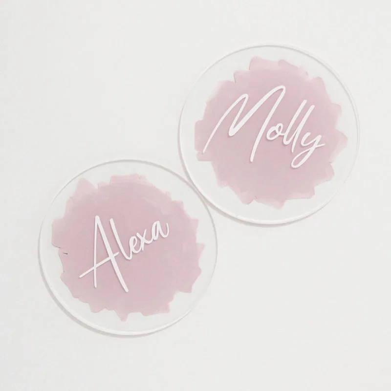 Круглые акриловые прозрачные карты плексиглас Пустое имя знак простая плитка