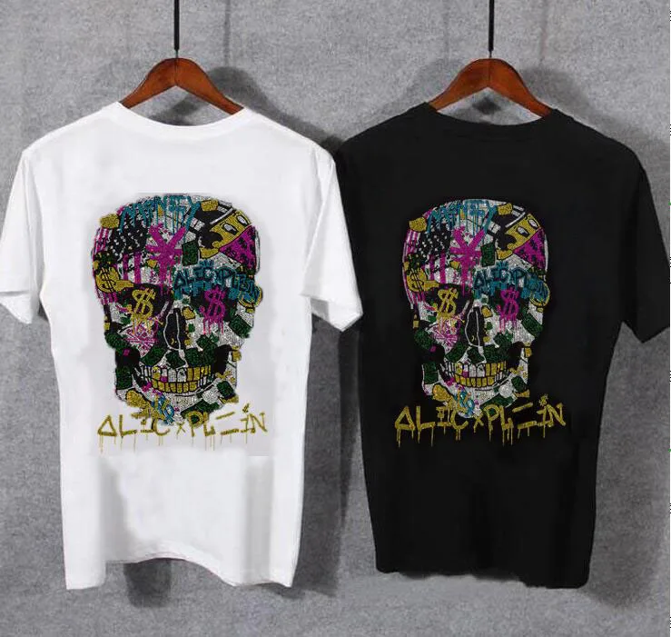 

Brand Hot drill T Shirt 5XL new fashion Short Sleeve Men's T-shirt 100% Cotton Rhinestone