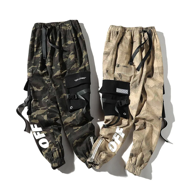 

Men's Camouflage Pockets Cargo Pant Men Joggers Casual Jogger Fashion Tactical Trousers Tide Harajuku Streetwear Male Harem Pant
