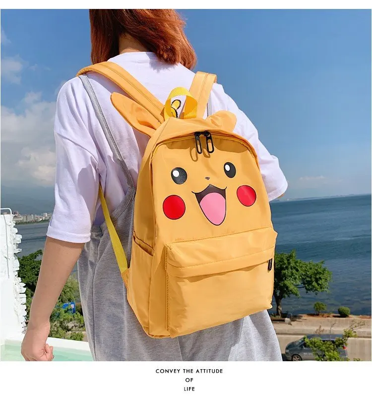 

Japanese Anime Pokemon Monster Backpack Boys Girls School Bags Cartoon Pikachu Prints Backpack Kids Schoolbags Mochila Yellow