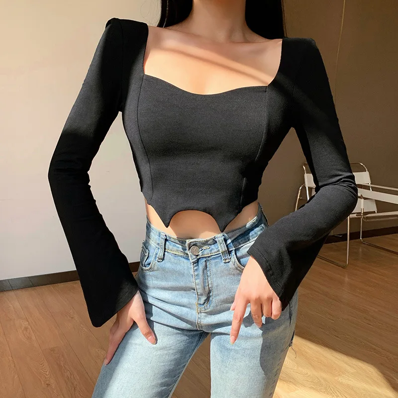 Осень 2021 новинка в Европе и Америке однотонная облегающая Сексуальная