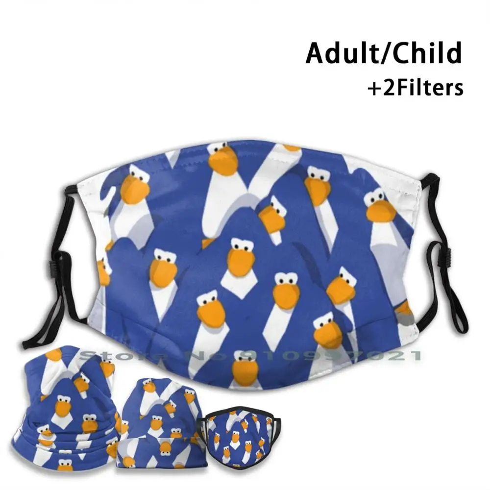 

Penguin Aesthetic - Shadow Washable Reusable Mouth Face Mask With Filters For Child Adult Club Penguin Penguin Chat