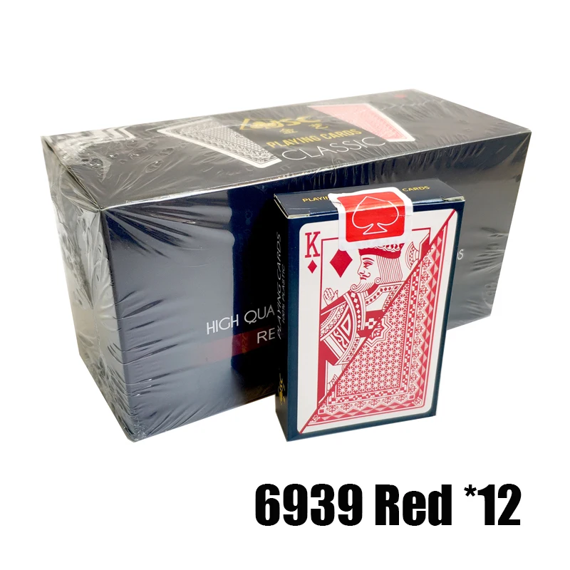 6939 Red 12 Deck 1 коробка/12 колода качество водонепроницаемый ПВХ пластиковые игральные карты набор тренд покер классические фокусы белый покер карты коробка-Упакованные - Цвет: 6939 Red 12 Deck
